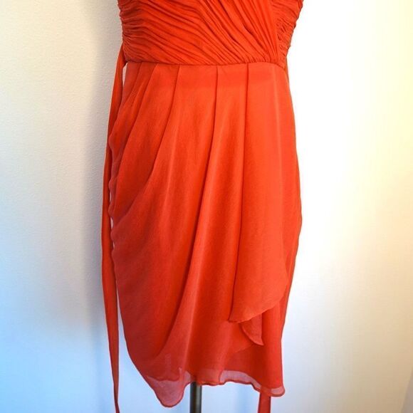 J.Crew Silk Ruched and Draped Spaghetti Strap Elegant Prom or Party Dress Coral - Picture 8 of 16
